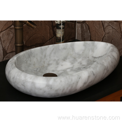 Guangxi  half-drop ​white marble sink